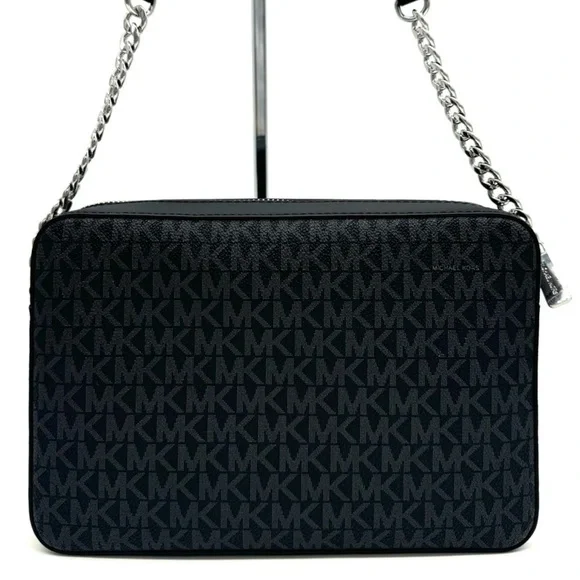 Michael Kors Large Jet Set Item EW Crossbody Bag Black Signature